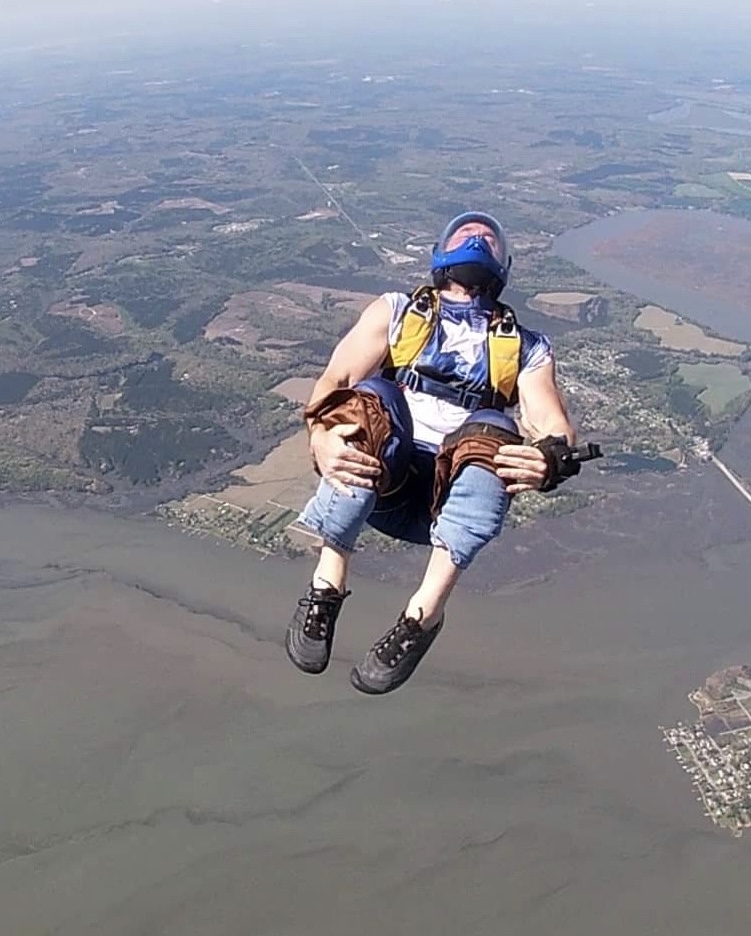 Skydiving over the river