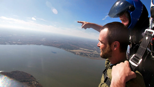 Skydiving over water